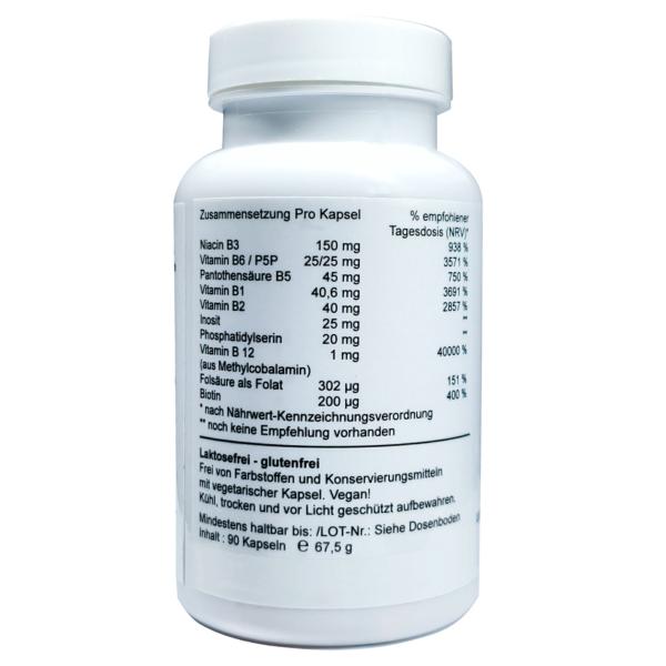 Vitamin B-Komplex – 90 vegane Kapseln mit Methylcobalamin